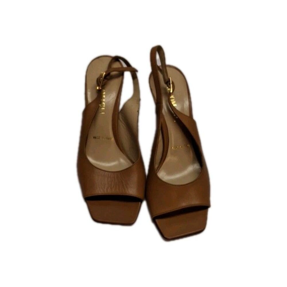 Bruno Magli Women's Open Toe Slingback Heels Calfskin Leather Sz 4 Gently Worn